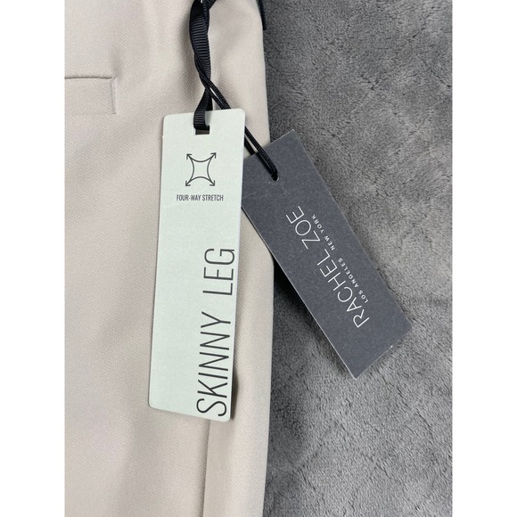 RACHEL ZOE Hi Rise Slim Leg Pants Beige Four Way Stretch Size 14 - Picture 3 of 11